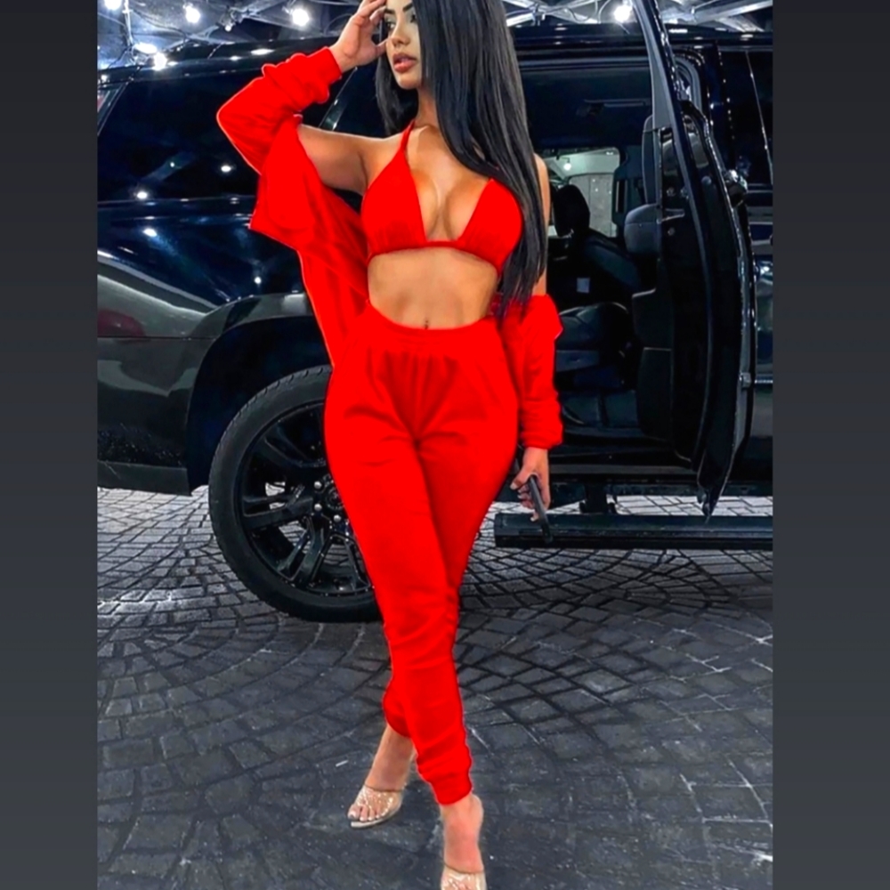 Fashion nova 3 piece neon velour set